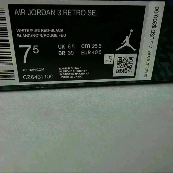 Air Jordan 3 SE Retro Denim Fire Red Sneakers - Picture 11 of 11